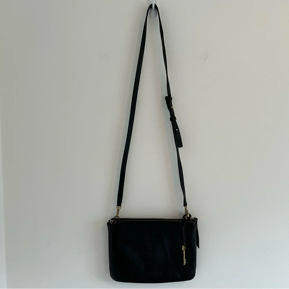 FOSSIL Leather Devon Crossbody Bag Black - Picture 3 of 10